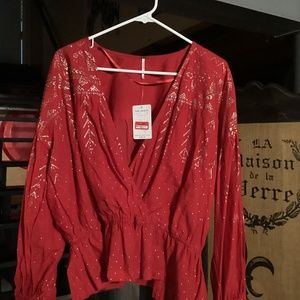 Free People size Med red with gold sequins